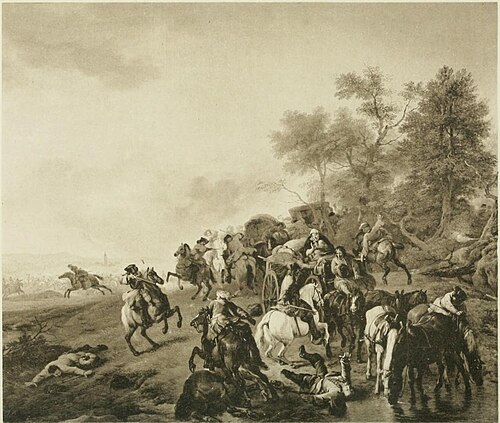 Soldiers attacking peasants, 1695, Jan Van Huchtenburg