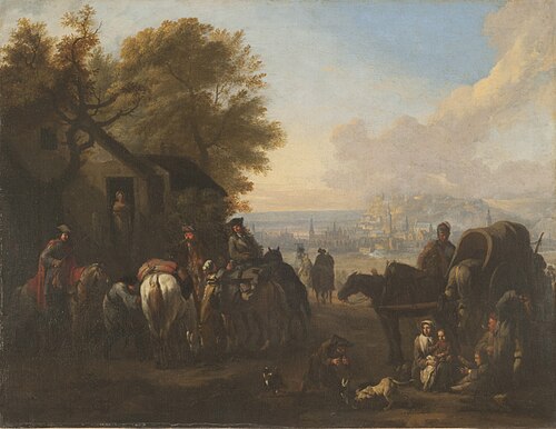 Travelers in Front of the Inn, , Jan van Huchtenburgh