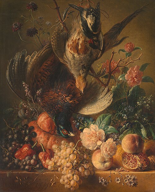 Bloemen en gevogelte, 1840, Georgius Jacobus Johannes van 