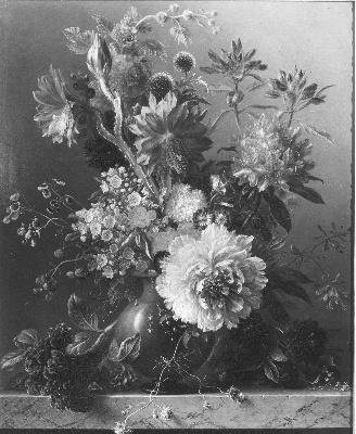Bloemstuk met pioenroos, 1836, Georgius Jacobus Johannes van 