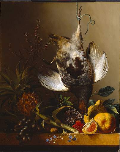 Dead partridge and fruits, 1824, Georgius Jacobus Johannes van 