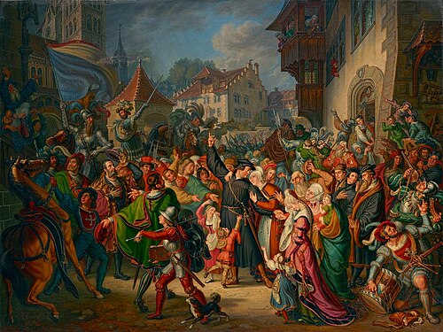 Zwinglis Abschied beim Auszug zur Schlacht bei Kappel, 1838, Ludwig Vogel