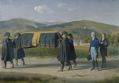 Emperor Francis I accompanies a pauper’s coffin, 1834, Johann Peter Krafft