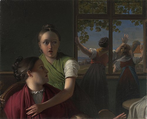 Vier Mädchen in einem Zimmer, 1817, Johann Peter Krafft