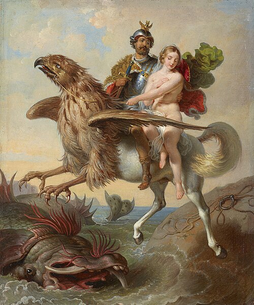 Ruggiero and Angelica (study), 1842, Johann Peter Krafft