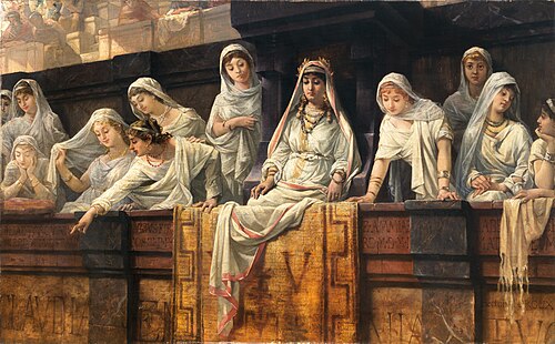 Vestal virgins at the Roman Colosseum, 1890, Louis Hector Leroux