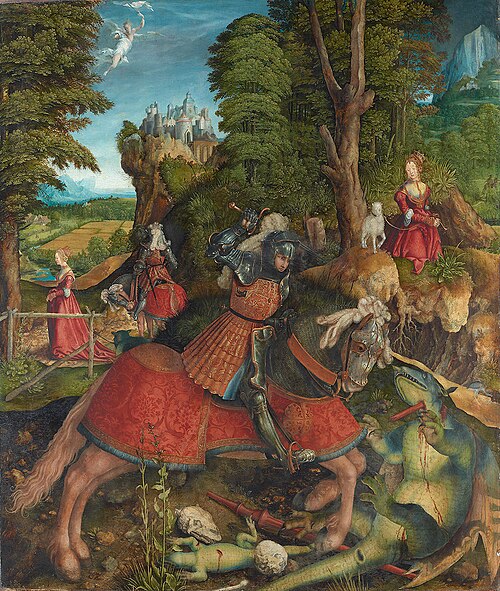 Saint Georges (Georges de Lydda) terrassant le dragon, 1510, Leonhard Beck
