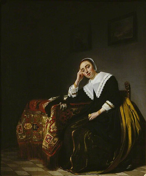 A Woman seated beside a Table, , Simon Kick