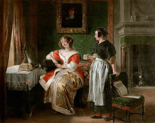 'Who can this be from?', 1839, Charles Robert Leslie