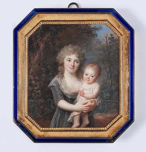 Adélaïde Roslin, née Abraham de Tours (b. 1773) and her Eldest Son Abraham (1794-1870), 1795, Lié Louis Périn