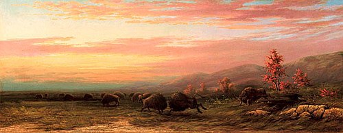 Buffalo in Combat, 1870, Frederick Arthur Verner