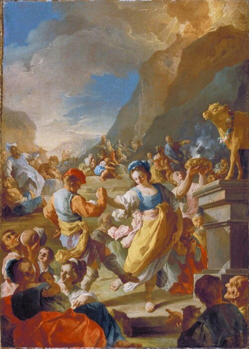 The Israelites Worshiping The Golden Calf, 1758, Lorenzo de Caro