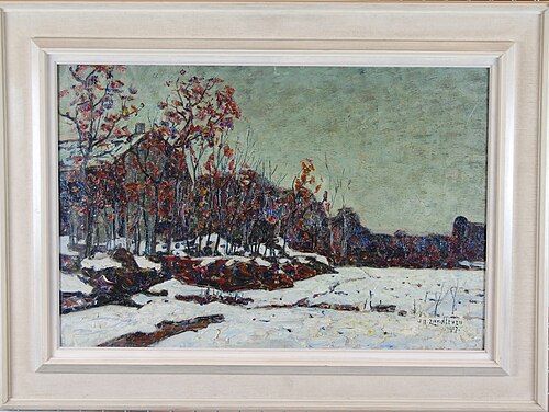 Sneeuwlandschap bij bewolkte lucht, 1917, Jan Adam Zandleven