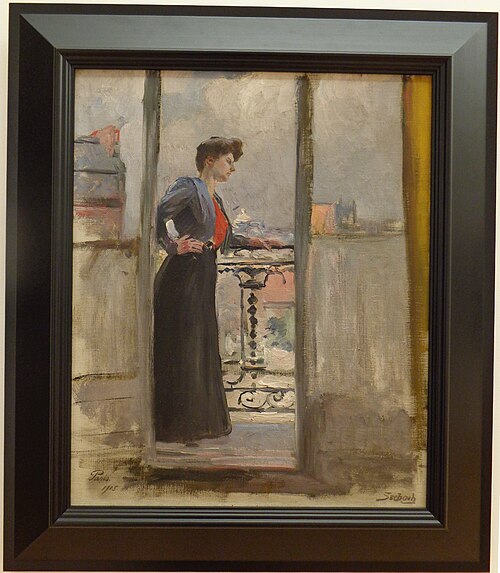 Plein air, femme à son balcon, 1905, Lothar von Seebach