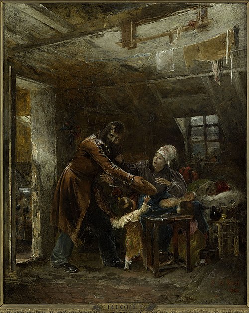 Claude Gueux rapportant à sa famille le pain volé, 1834, Louis-Édouard Rioult