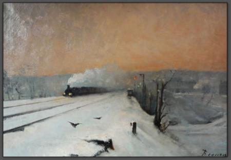 Locomotive par temps de neige, 1890, Louis Beysson
