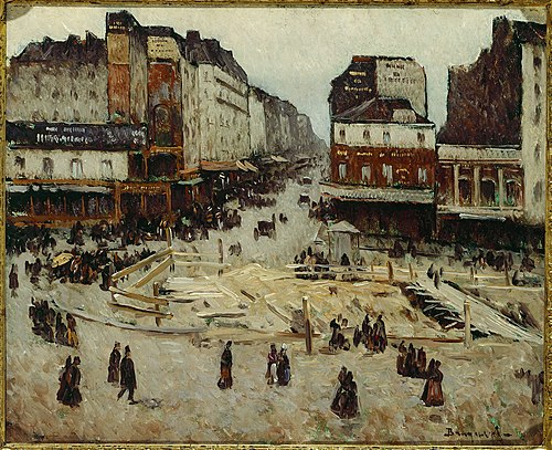 Le boulevard de Rochechouart et la rue de Clignancourt (travaux du métropolitain), 1900, Louis Braquaval