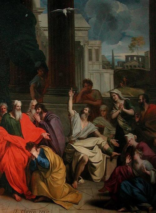 Le prophète Agabus prédisant à saint Paul ses souffrances à Jérusalem by Louis Chéron, 1687, Louis Chéron