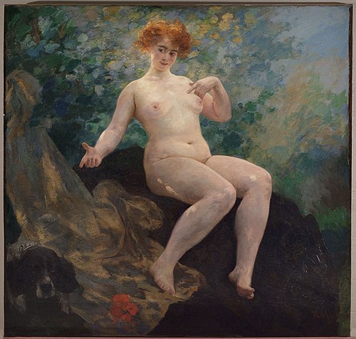 En été, Femme au chien, 1909, Alfred Philippe Roll