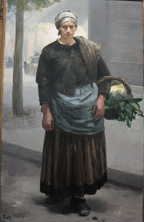 Marianne Orfrey, crieuse de vert, 1880, Alfred Philippe Roll