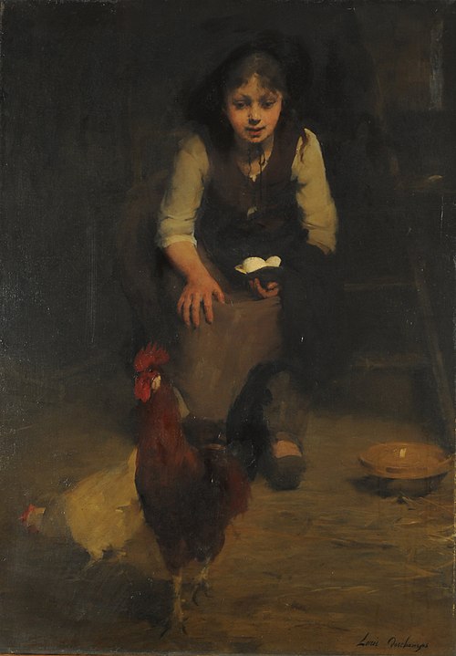 At the henhouse, 1850, Louis Deschamps