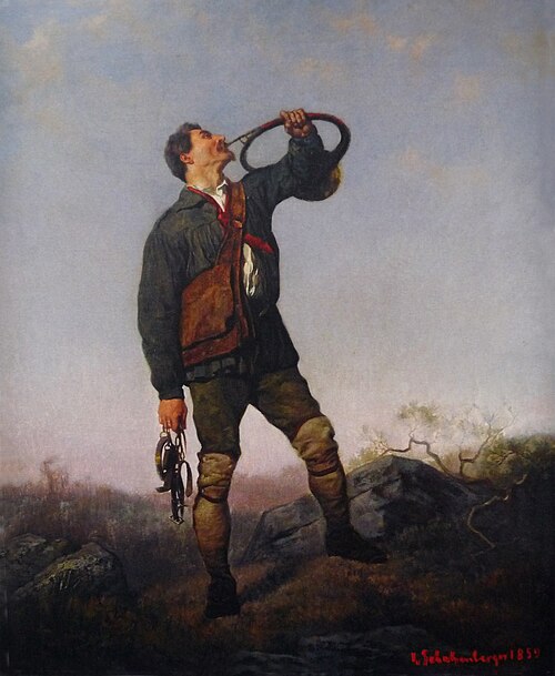 Chasseur sonnant du cor, 1859, Louis Frédéric Schützenberger