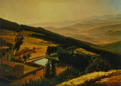 Vue de couvent de Vallombrosa, et le val d'Arno vus du Paradisino, 1796, Louis Gauffier
