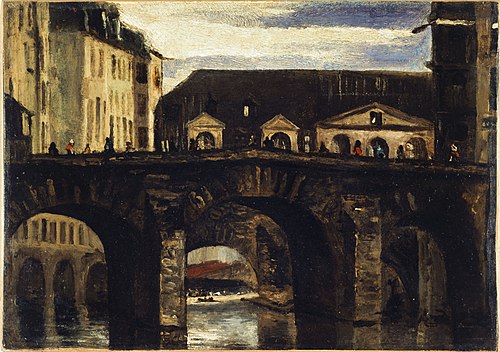 Le Petit Pont et le pont Saint-Charles, 1825, Louis Godefroy Jadin
