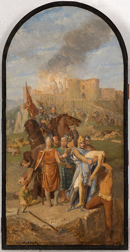 Esquisse pour l'église Saint-Sulpice : Saint Louis enterre les pestiférés à Damiette, 1867, Louis Matout