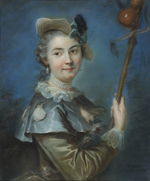 Unknown woman in pilgrim costume, 1745, Louis Vigée