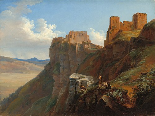 View of the Castello di San Giuliano, near Trapani, Sicily, 1824, Louise-Joséphine Sarazin de Be