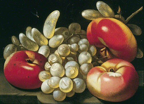 Still Life with Apples, Grapes and a Dragonfly, , Luca Forte