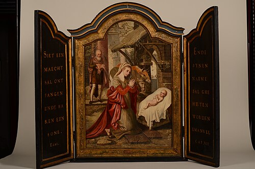 Houten triptiek met 'De geboorte van Christus', 1560, Pieter Aertsen