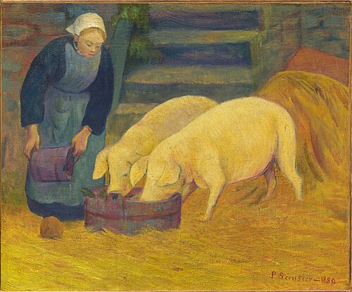 Bretonne donnant à manger aux cochons, 1889, Paul Sérusier