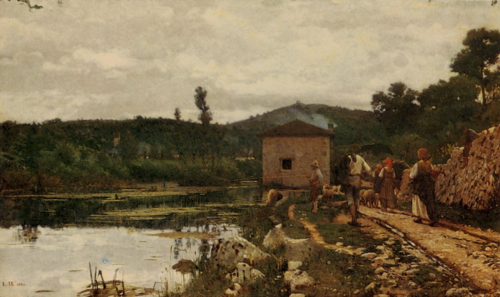 Towards evening on the river Livenza, 1880, Luigi Nono
