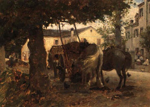 Horses resting, 1885, Luigi Nono