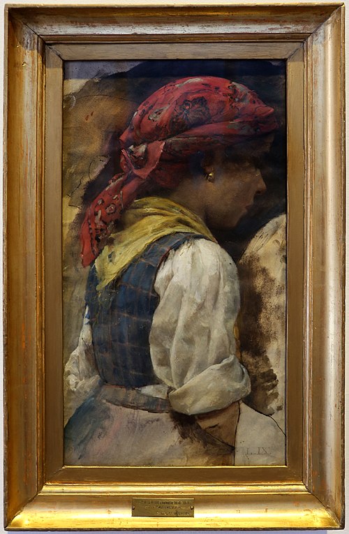 Young peasant woman, study for 'The funeral of a child', 1895, Luigi Nono