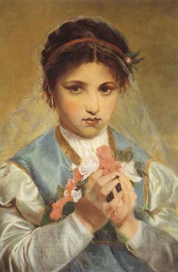 Veiled little girl with flowers, 1910, Luigi Nono