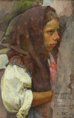 Peasant girl, study for 'The funeral of a child', 1902, Luigi Nono