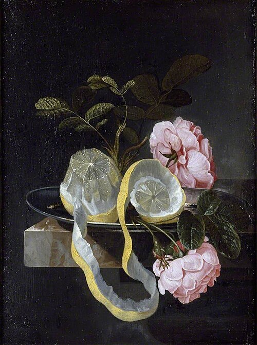 Still Life with a Lemon and pink Roses, , Cornelis Kick