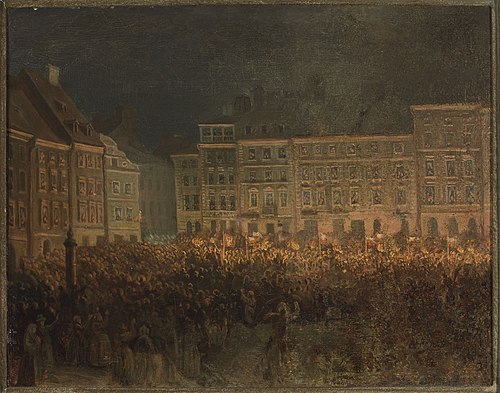 Patriotic manifestation at the square of the Old Town in 1861, 1861, Alexander Lesser