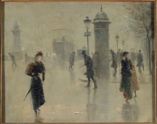 Passants sur le boulevard, un jour d'hiver, vers 1895, 1895, Léon-Jules Lemaître