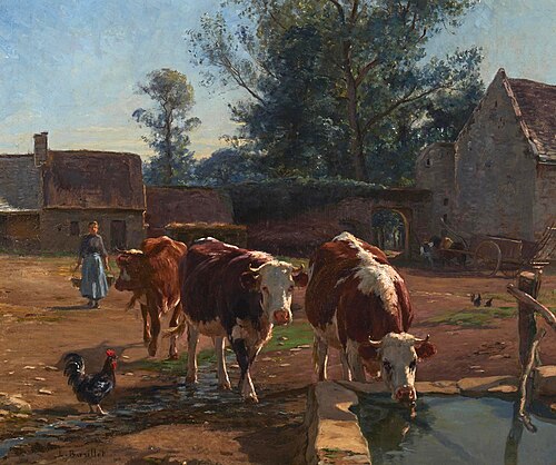 Cows at the Water Trough, , Léon Barillot
