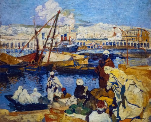 Embarquement au port d'Alger, 1916, Léon Cauvy