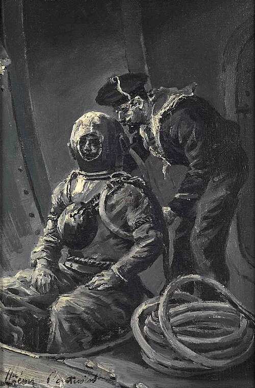 Marin ajustant son scaphandre, 2000, Léon Couturier