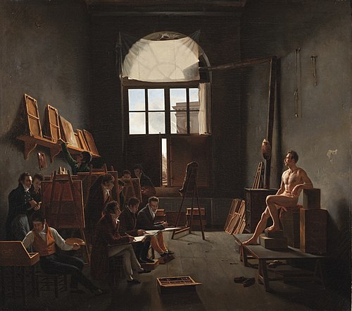 Intérieur de l'atelier de Jacques-Louis David - Los Angeles, 1814, Mathieu Cochereau