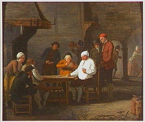 Card players in an interior, 1777, Léonard Defrance