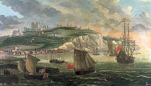 Shipping off Dover with an English Yacht Entering the Harbour, , Jacob Knyff