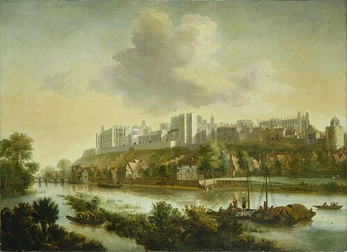 View of Windsor Castle with Sailing Barges, 1676, Jacob Knyff