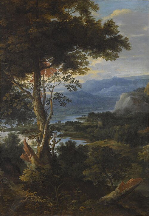 Paysage avec une rivière dans un décor de montagnes, 1650, Jacques Fouquières